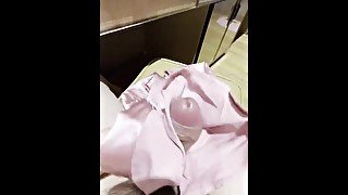 another lonely night handjob with housewife satin pink coat  part: 1