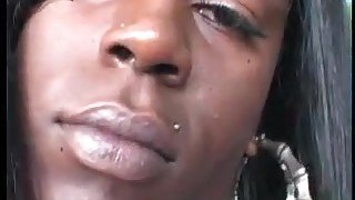 Uncut ebony shemale has huge sperm eruption