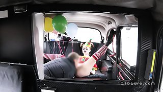 Hot clown got pussy banged in cab