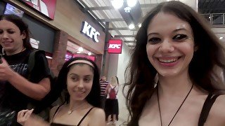 Double cum walk at the mall after a huge double facial!!