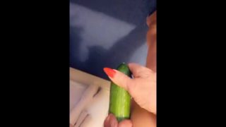 Uks longest labia loves cucumber !