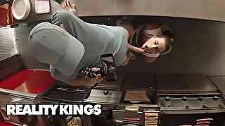 Reality Kings - Lady Lyne's Huge Tits Bounce As Sam Pounds Her Pussy Inside The Food Track