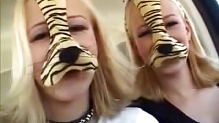 Diminutive Blond Twins Fuck Fella With Cock