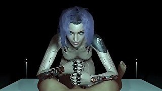 Robot Girl POV Handjob  Cyberpunk Porn Parody