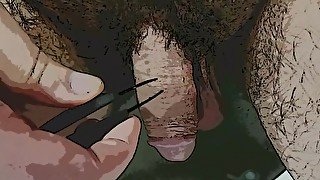 Cartooned myself plucking hairs from my flaccid cock