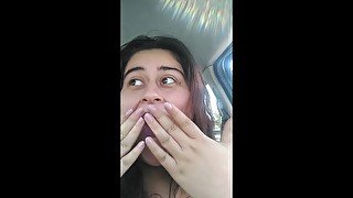 Chubby Latina Plays with her Nipples in a Public Parking Lot