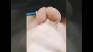 Cute cock jerked to a close up slow-mo cumshot