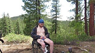 Guy in wheelchair solo camping and horny