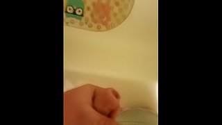 Almost caught (cumshot into tub)