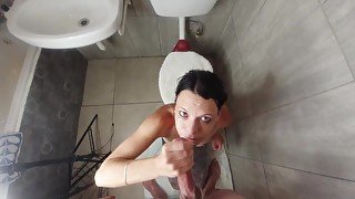 Dumb slut getting a piss and cum facial  Bj  smoking