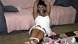 Native American Trish Bound And Tape Gagged