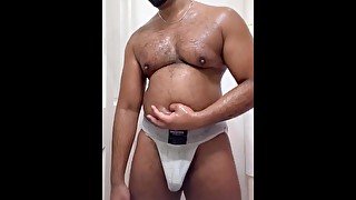 Thick sweaty uncut nipple pig in public gym locker room