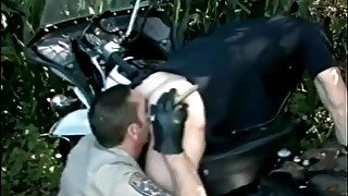 Hot cops rimming and sucking cock outdoors