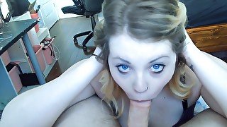 Blonde College Chick Sucks Dick And Takes A Facial