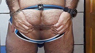 Fun an cum using blue jock