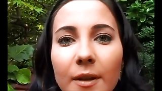 Blackhaired angel is valuable at taking facials bukkake