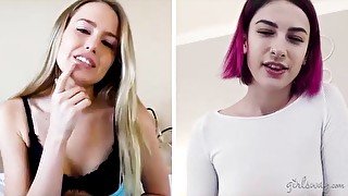 Pornstars Kristen Scott and Scarlett Sage love masturbating via webcam