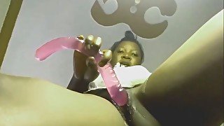 Ebony slut squirting all over