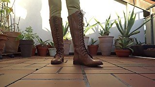 Lace-up boots on the terrace