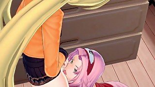 Naruko (Sexy Jutsu) gets fucked by Sakura with a huge strapon. Naruto Hentai.