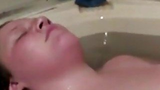 Getting off in the bath.