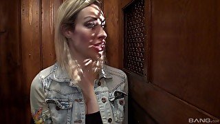 Clothed sex and strong cum with masked stranger is amazing for Chessie Kay