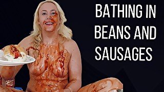 Bathing in baked beans and sausages nude