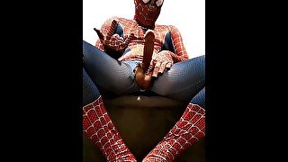 Spiderman cums hard