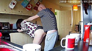 Housewife Milf Mum Mom Shagged Kitchen - Hidden IP Camera