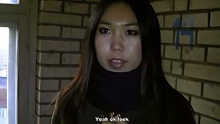 Lewd Asian nympho sucks two cocks like there's no tomorrow