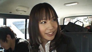 Japanese model Kasumi Ueamura enjoys getting pleasured in the car