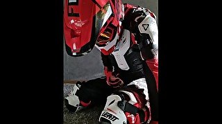 Motocross guy jerking off in full gear