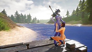 Futa Draenei Fucks a Girl's Ass next to a Lake  Warcraft Porn Parody