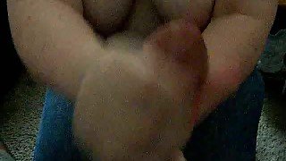 Chubby mature lady with flabby big boobies giving me handjob