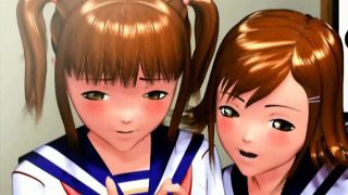 Two 3D anime schoolgirls gets nailed