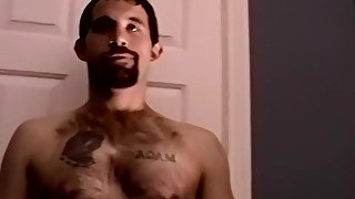 Hairy Dude Jerks Off And Jizzes On Cam