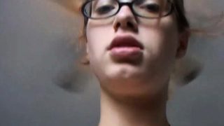 Nerdy young babe moans while getting her tight asshole plugged