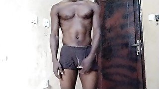 African Hunk Piss Drinking whipping his cock and ass getting hard