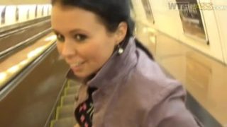 Good-looking dusky Krystinka perfroming in pissing XXX video in the open