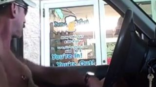 Str8 drive-thru with his dick out