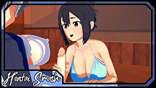 Ami Asai titty fucks futa Uzaki before getting throat fucked - Uzaki-chan Hentai