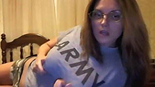 Sexy brunette army wife wanted to make a video for her husband.