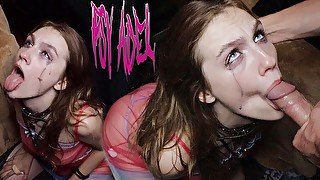 PSY ADEL - Horny Hot Slut In A Pink Dress Sensually Sucks Huge Cock