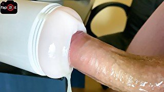 Moaning Guy with Big Dick Fucking a Tight Fleshlight until Intense Orgasm Cumshot - 4K