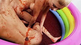 Busty Blonde Euro Dive Into Cute Mini Pool