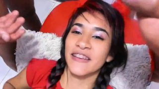 Latina Teen Gives Oral to Three Guys