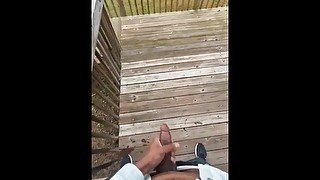 Huge BBC Cumshot Outside On Patio (dirty talk)