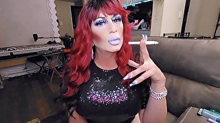 mistress Maria Redhead Smoking CrossDresser long nails lipstick fetish I love you