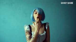 Rem teases her nipples and cums hard Cosplay Anime Re Zero Spooky Boogie