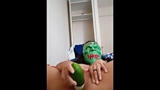 Tigh babe rides a BiG cumcuber like crazy